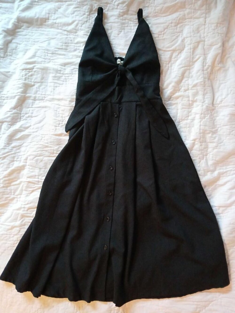 Yidarton Tie Front Button Down Casual Summer Mid Dress M